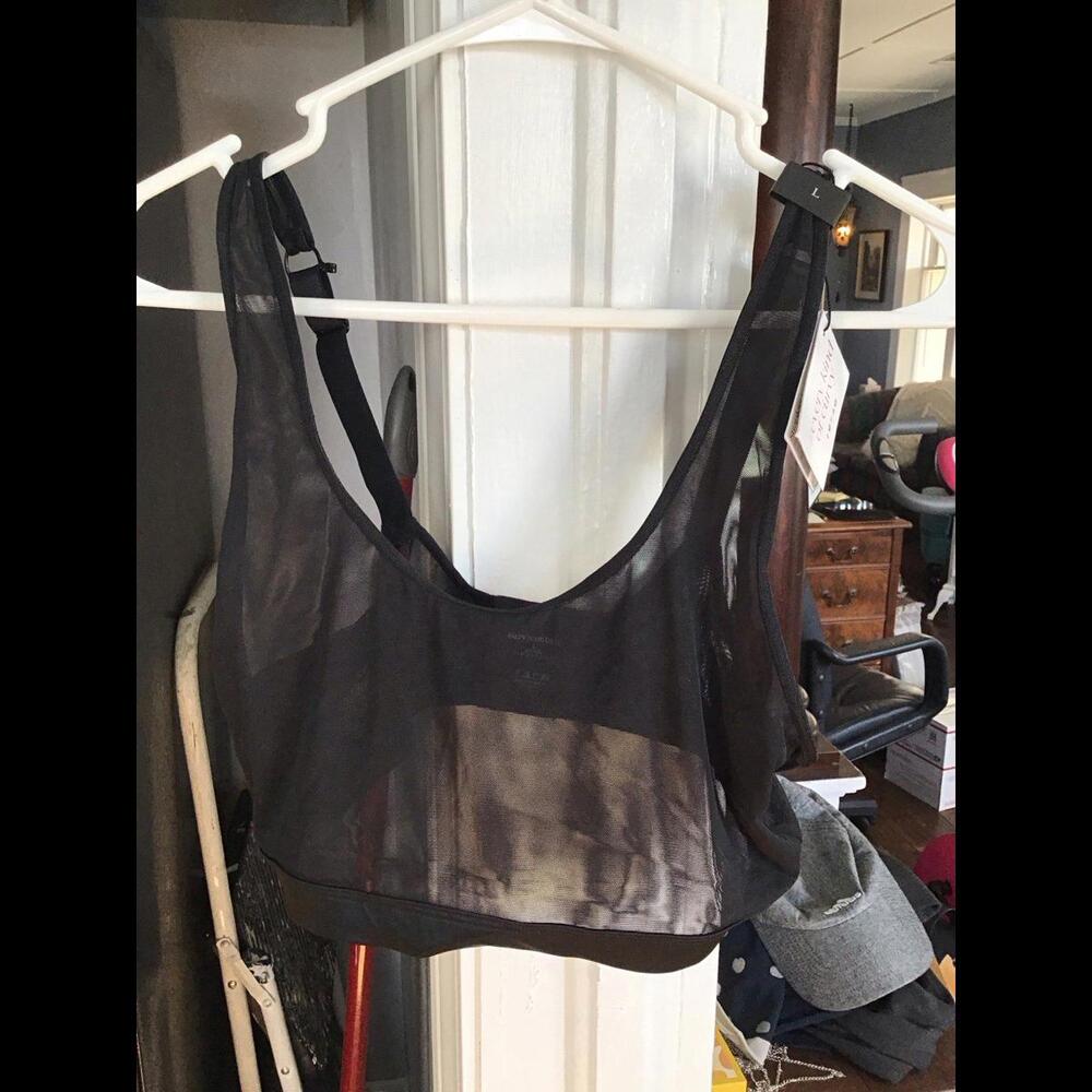 Curvy couture sheer mesh bralette, black, large, new, jcpenny
